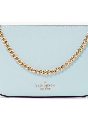 Kate Spade Light Blue Gold-Chain Madison Pochette Bag